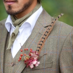 winter wedding buttonhole groom devon