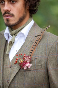 winter wedding buttonhole groom devon