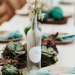 frosted glass table name bottles