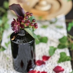 black glass Hendricks Gin bottles