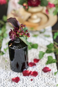 black glass Hendricks Gin bottles