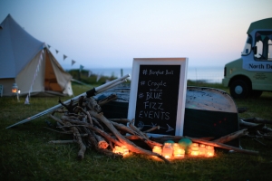 chalk board/driftwood/upcycled tealight jars